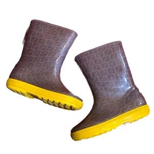 Fendi Kids Brown and Yellow Rain Boots